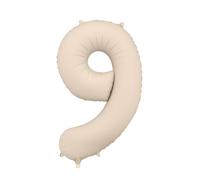 PartyDeco Matte Foil Balloon Number “9”, Nude, 86 cm | Air & Helium Fill | Self-Sealing Number Balloon for Birthday & Milestone Celebrations