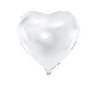 PartyDeco Mylar Foil Balloon in Heart Shape White Metallic Ø 45 cm