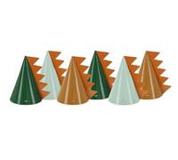 PartyDeco Party Hats Dinosaur 16 cm Party Hat Set of 6 - Birthday Hat Party Decoration Children's Birthday Party Hats Costume Accessories - Green Brown