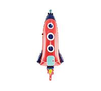 partydeco.pl Foil Balloon Red Rocket / Helium Balloon Space / Decoration Children's Birthday