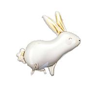 PartyDeco Rabbit Foil Balloon - White Rabbit Balloon, 67 x 88 cm, Perfect for Birthdays and Easter - Animal Party Decoration