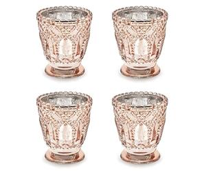 PartyDeco Rose Gold Candle Stand 8 cm Pack of 4 Decoration Table Decoration Wedding Home Decor