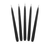 PartyDeco Set of 10 Matt Black Dining Wax Taper Candles - 24 cm, Smokeless & Clean Burning, 5-Hour Burn Time - Ideal for Halloween, Weddings, Parties, and Special Occasions