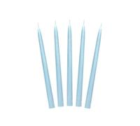 PartyDeco SKMAT-011 Table Candle/Taper Candle - Tapering Upwards - 24 cm - Light Blue Matt - Pack of 10