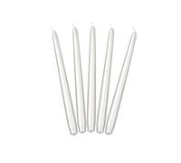 PartyDeco SKMET-070M - Table Candle/Taper Candle - Tapered Up - 24 cm - Glossy White - Pack of 10
