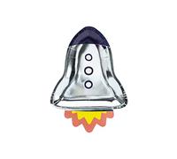 PartyDeco Space-Themed Disposable Plates, 6-Pack, Silver, 21.5 x 29.5 cm | Perfect for Space-Themed Parties and Birthdays