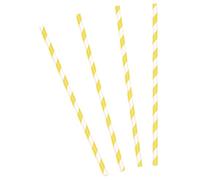 PartyDeco SPP1-084 Paper Straws, 19 cm, Disposable Cocktail Straws, Drinks Decoration, Party Accessories, Paper Straws, Yellow/White Stripes, 19.5 cm (1 Pack of 10)