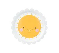 PartyDeco Sun Plates - Set of 6 Sunshine-Themed Paper Plates, 18 cm, Perfect for Children's Birthday Parties and Summer Events