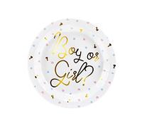 PartyDeco TPP44 Pack Contents: 6 x 23cm Boy or Girl Cardboard Plates for Gender Reveal Party, Pink, 23 cm