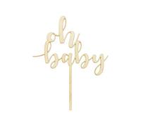 PartyDeco Wooden Topper Oh Baby 17 cm Baby Shower Birthday Gender Reveal Party Birthday