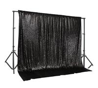PartyDelight Black Sequin Backdrop 20x10ft Sparkly Photo Curtain