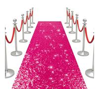 PartyDelight Hot Pink Carpet Runner for Party Wedding Aisle 2FTx15FT Sequin Sparkly Rug for Prom Ceremony Indoor Outdoor Engagement Decoration