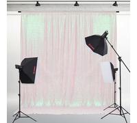 PartyDelight Iridescent White Sequin Backdrop 6x6ft - High Density 3mm Shimmer Sequin Background with 4-Inch Rod Pocket, Sparkly Photography Curtain for Birthday, TikTok & Live Decor