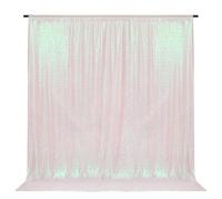 PartyDelight Iridescent White Sequin Backdrop 8x8ft - High Density 3mm Shimmer Sequin Background with 4-Inch Rod Pocket, Sparkly Photography Curtain for Wedding, Gala & Event Decor