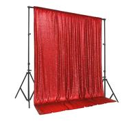 PartyDelight Red Sequin Backdrop 10x10ft Sparkly Photo Curtain