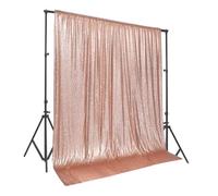 PartyDelight Rose Gold Sequin Backdrop 10x10ft - High Density 3mm Shimmer Sequin Background with 4-Inch Rod Pocket, Sparkly Photography Curtain for Wedding, Gala, Stage & Professional Studio Decor