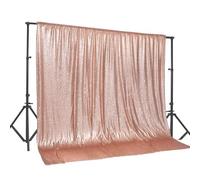PartyDelight Rose Gold Sequin Backdrop 20x10ft - High Density 3mm Shimmer Sequin Background with 4-Inch Rod Pocket, Sparkly Photography Curtain for Stage, Gala, Wedding & Large Event Decor
