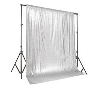 PartyDelight Silver Sequin Backdrop 10x10ft Sparkly Photo Curtain