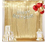 PartyDelight Sparkly Gold Sequin Backdrop, Photography, Christmas Backdrop, 6Ft x 7Ft