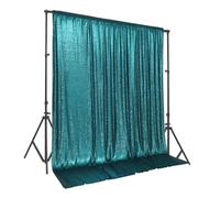 PartyDelight Teal Sequin Backdrop 10x10ft - High Density 3mm Shimmer Sequin Background with 4-Inch Rod Pocket, Sparkly Photography Curtain for Wedding, Gala, Stage & Large Event Decor