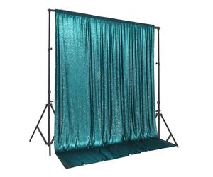 PartyDelight Teal Sequin Backdrop 10x10ft Sparkly Photo Curtain