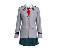 PartyEver My Hero Academia Boku no Hero Cosplay Costume Women's High School Uniform Suit, Gray, Large