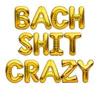 PartyForever Bach Crazy Bachelorette Party Decorations Balloons Gold 16" Letters Banner - Bridal Shower Decorations Set - Bridal Party Supplies and Favors - Hen Party Decorations Kit