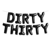 PartyForever Dirty Thirty Balloon Banner Decorations - Funny 30th Birthday Party Decor, “DIRTY THIRTY” Foil Letter Balloon Banner, Photo Booth Backdrop