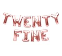 PartyForever Rose Gold “TWENTY FINE” Balloon Banner - 29th Birthday Letter Balloons - Funny Birthday Decoration for Her - Party Balloons for Women