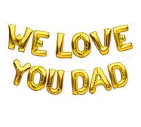 PartyForever WE LOVE YOU DAD Balloon Gold 16 inch Letters Fathers Day Decorations