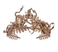 PartyforU Gold Medusa Snake Crown for Renaissance Women Cosplay, Greek Goddess Headpiece Medusa Headband with Laurel for Halloween Party