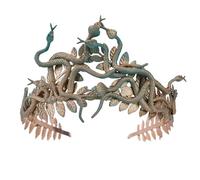 PartyforU Greek Medusa Snake Crown for Renaissance Cosplay, Golden Green Medusa Headband with Laurel for Halloween Women Costume