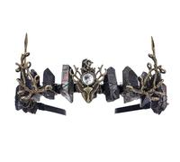 PartyforU Renaissance Elf Crystal Crown for Cosplay, Handmade Medieval Fairy Headpiece with Deer Head for Women Men Accessory
