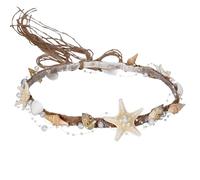 PartyforU Seashell Bridal Headband Starfish Headband - Handmade Mermaid Conch Headpiece Pearl Braid Shell Headpiece Beach Wedding Seashell Hair Accessories Mermaid Sea Star Headpiece