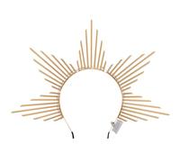 PartyforU Sun Goddess Halo Headband - Gold LED Halo Crown for Women Renaissance Accessories Cosplay