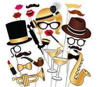PartyGraphix DIY Hollywood Roaring 20's Inspired Party Photo Booth Props On a Stick, 25 Pieces