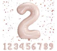Partyhausy 2 Pack Pastel Pink Number 2 Balloons, 40" Giant Helium Foil Balloons for Boys Girls 2nd Birthday Party Decor, Anniversary Party Decorations