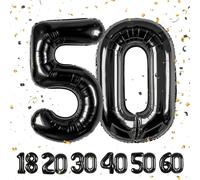 Partyhausy Number Balloons 50,Black Balloons 50 for Birhtday Party Decoration,40 Inch Giant Helium Foil Number Balloons for Women Men 50th Birthday Party Decor Anniversary Party Decorations Supplies