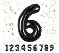 Partyhausy Number Balloons 6,Black Balloons 6 for Birhtday Party Decoration,40 Inch Giant Helium Foil Number Balloons for Boys Girls 6th Birthday Party Decor Anniversary Party Decorations Supplies
