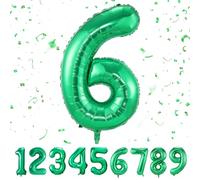 Partyhausy Number Balloons 6,Green Balloons 6 for Birhtday Party Decoration,40 Inch Giant Helium Foil Number Balloons for Boys Girls 6th Birthday Party Decor Anniversary Party Decorations Supplies