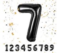 Partyhausy Number Balloons 7,Black Balloons 7 for Birhtday Party Decoration,40 Inch Giant Helium Foil Number Balloons for Boys Girls 7th Birthday Party Decor Anniversary Party Decorations Supplies