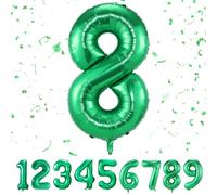 Partyhausy Number Balloons 8,Green Balloons 8 for Birhtday Party Decoration,40 Inch Giant Helium Foil Number Balloons for Boys Girls 8th Birthday Party Decor Anniversary Party Decorations Supplies