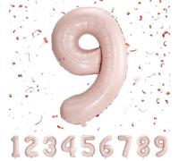 Partyhausy Number Balloons 9,Pastel Pink Balloons 9 for Birhtday Party Decoration,40 Inch Giant Helium Foil Number Balloons for Boys Girls 9th Birthday Party Decor Anniversary Party Decorations Suppli