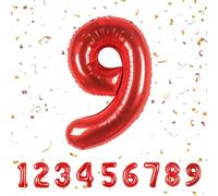 Partyhausy Number Balloons 9,Red Balloons 9 for Birhtday Party Decoration,40 Inch Giant Helium Foil Number Balloons for Boys Girls 9th Birthday Party Decor Anniversary Party Decorations Supplies