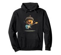 Partying Rockstar Acorn with Electric Guitar Costume Pullover Hoodie