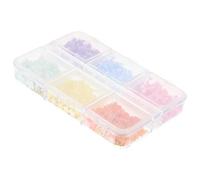 PartyKindom 1 Case 3d Flower Nail Charms with Pearls for DIY Nail Decoration Resin Material with 6 Grids Assorted Color