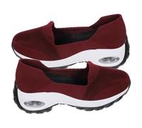 PartyKindom 1 Pair Breathable Slip Shoes Slip Four Seasons Casual Footwear Comfortable Mouth Shoes for Daily Wear Stylish and Durable Design for Friends Dark Red