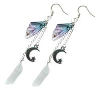 PartyKindom 1 Pair Moon Charm Fairy Earrings for Women Butterfly Wing Dangle Jewelry Elegant Crystal Drop Earrings for Mother Daughter Girlfriend All Matched Boho Style for Any Occasion