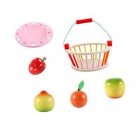 PartyKindom 1 Set Educational Wooden Fruits Cutting Set for Interactive Cognition Plaything with Storage Basket and Safe for Early Childhood Learning for Boys