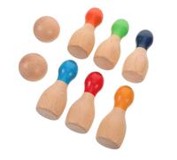 PartyKindom 1 Set Kids Bowling Set: Wooden Bowling Games For Kids - Outdoor Indoor Play - Mini Size For Family Gatherings And Parties